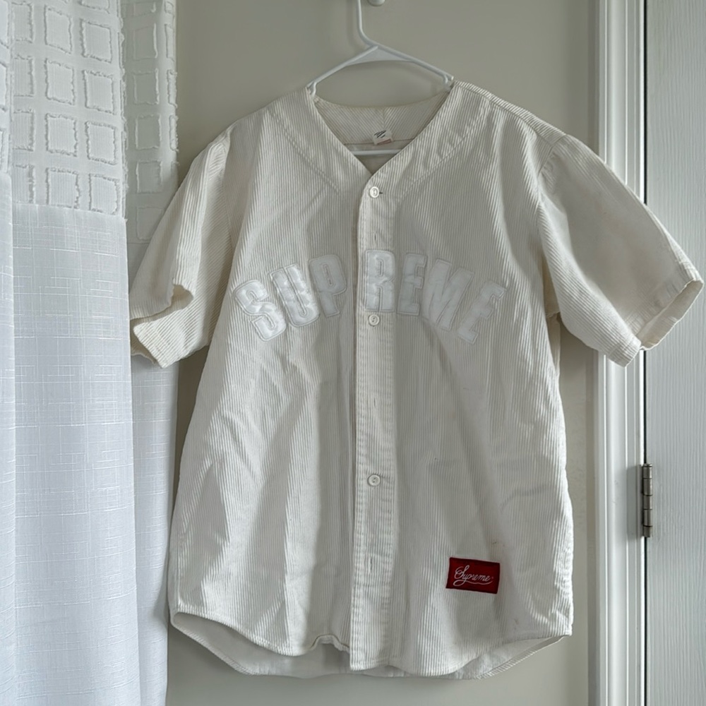 Supreme corduroy, off-white/cream colored jersey size large
